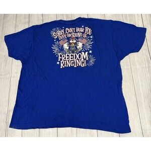Buc-ees Freedom Ringing Blue 4th Of July T-Shirt Fireworks Mens 3XL XXXL Defect